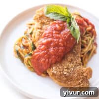 Whole30 Keto Chicken No-Parmesan dish ready to be served