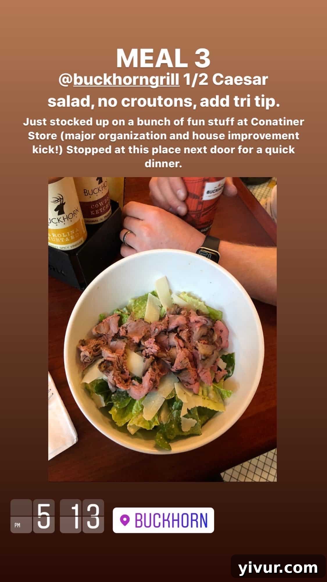 Caesar salad with tri-tip from Buckhorn Grill - a protein-packed salad option