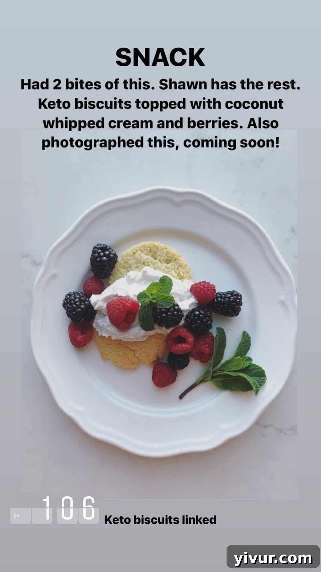 Keto biscuits with coconut whipped cream and berries - a delightful low-carb dessert