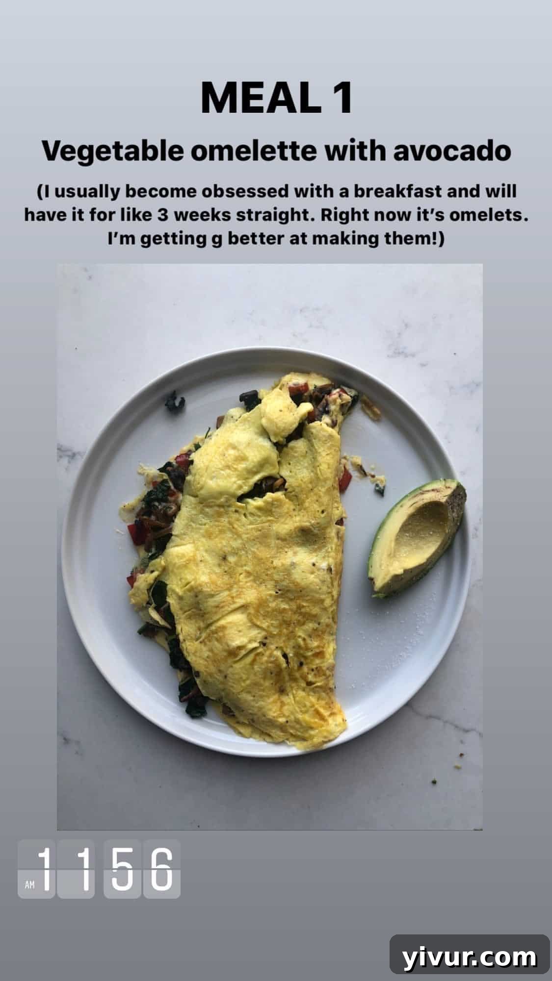 Veggie omelet with avocado - a light and healthy breakfast