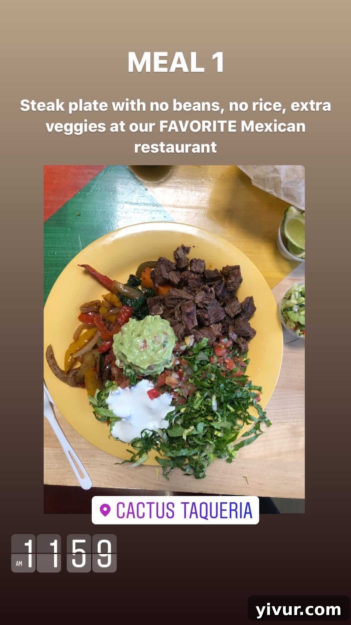 Steak with sauteed vegetables, guacamole, sour cream (keto), and lettuce wraps - a versatile low-carb dinner