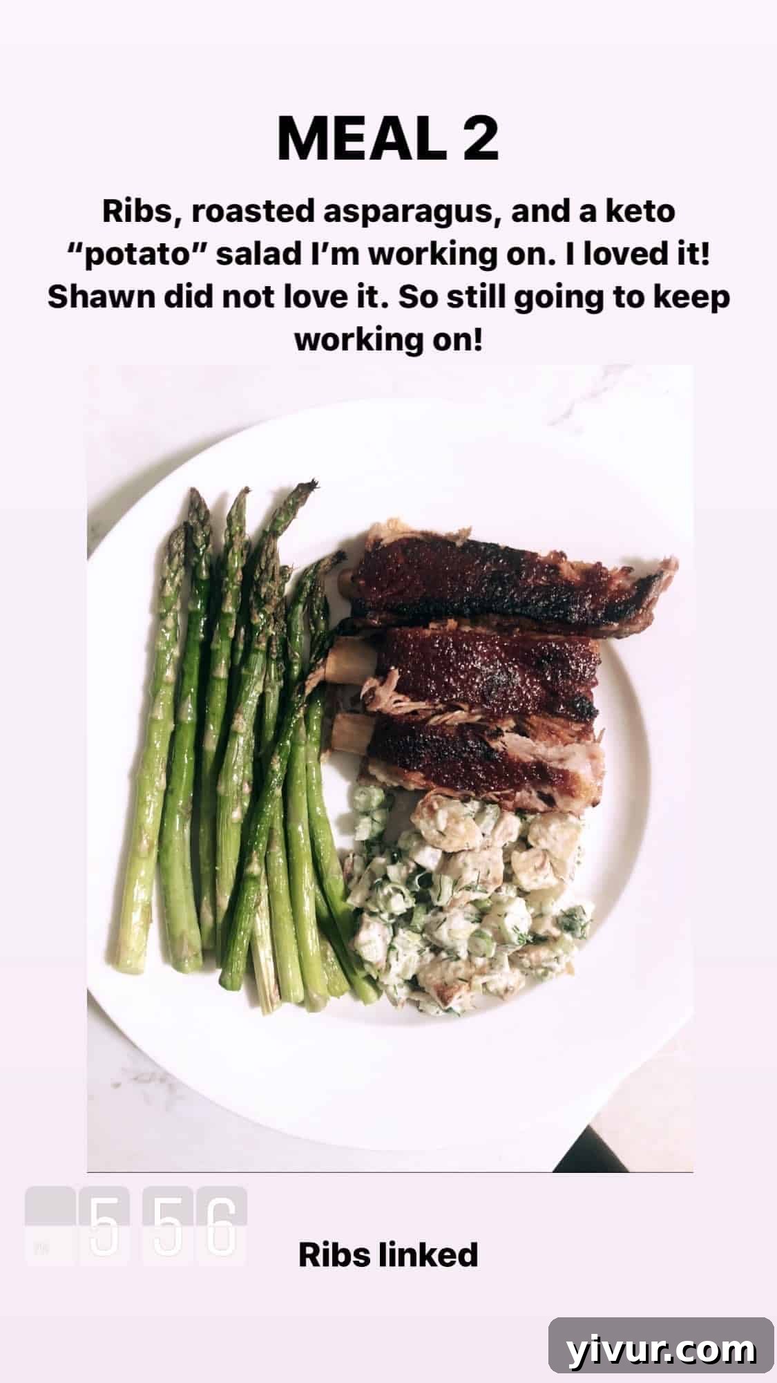 Instant Pot BBQ Ribs with roasted asparagus and Whole30 potato salad - a hearty keto and Whole30 friendly meal