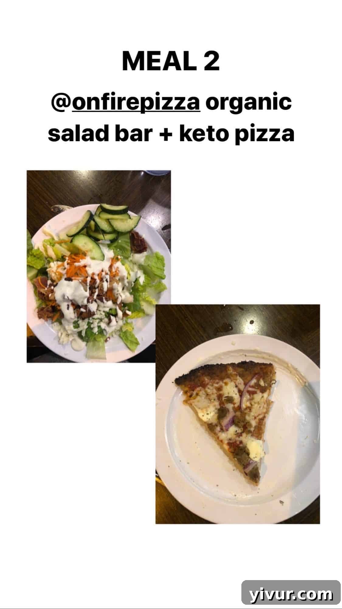 Organic ranch salad and keto pizza from On Fire Pizza - a balanced and tasty meal