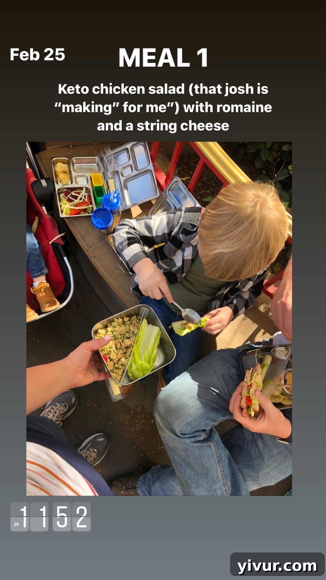 Chicken salad with romaine lettuce and string cheese - a reliable keto meal