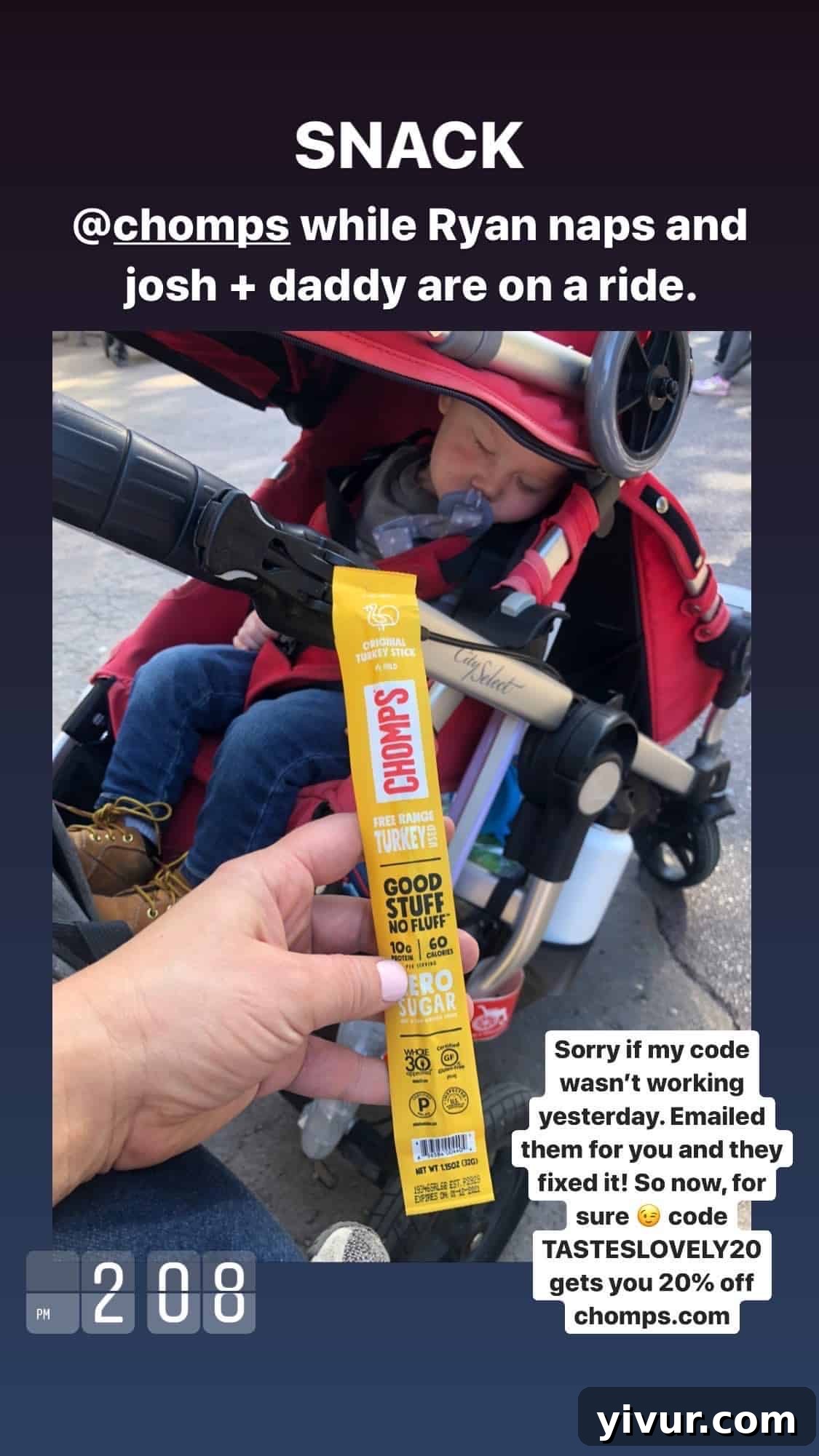 Chomps turkey stick - a convenient protein source