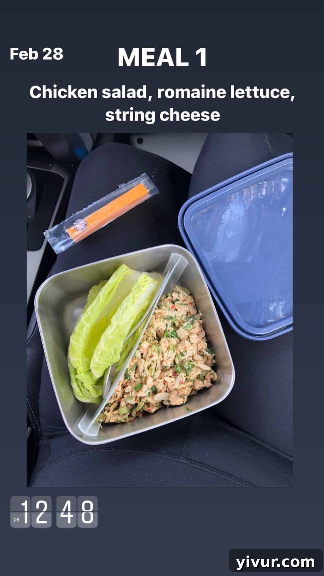 Chicken salad, romaine lettuce, and string cheese - a versatile keto option