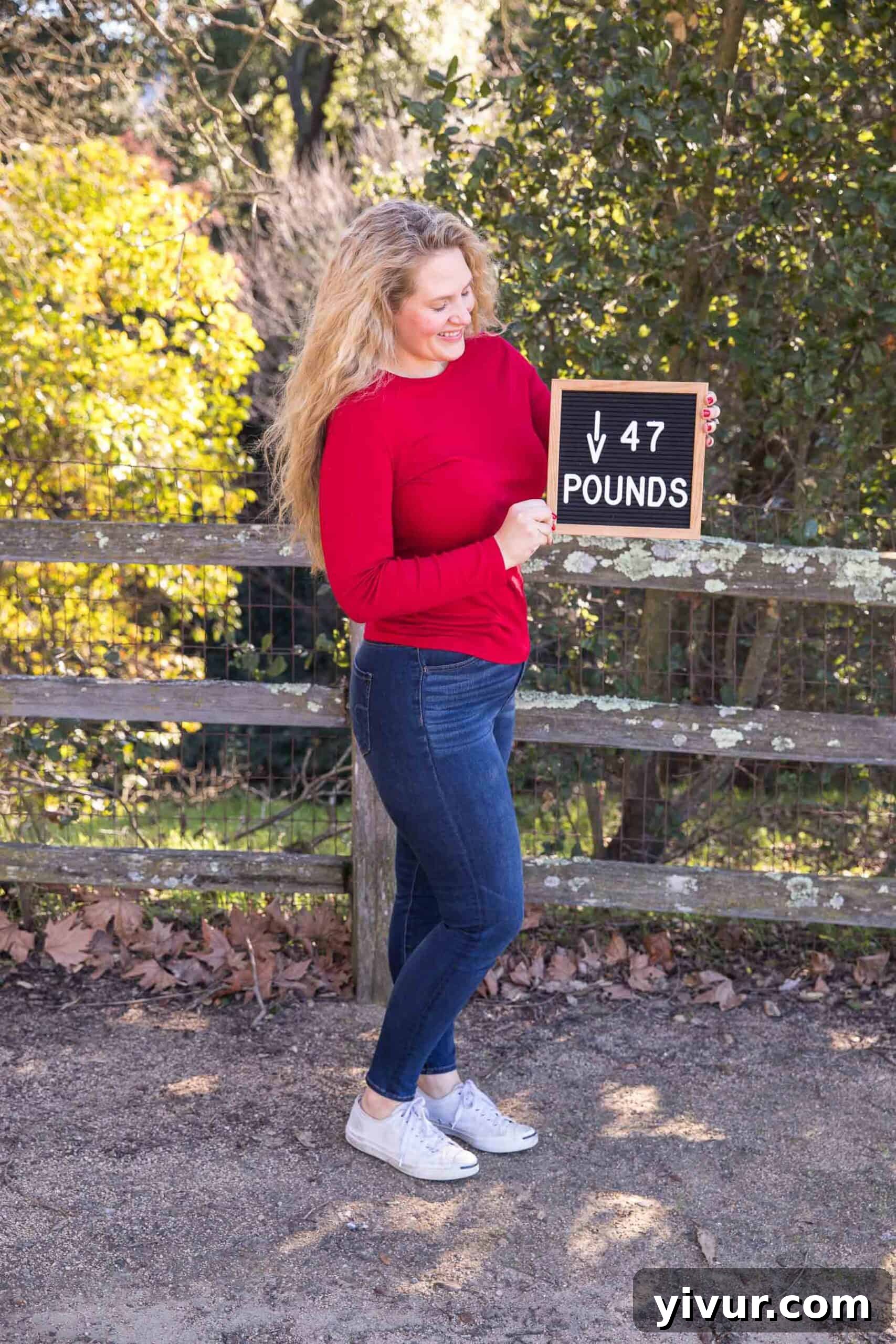 Woman showcasing her clean keto weight loss progress into the fifth month of her journey.