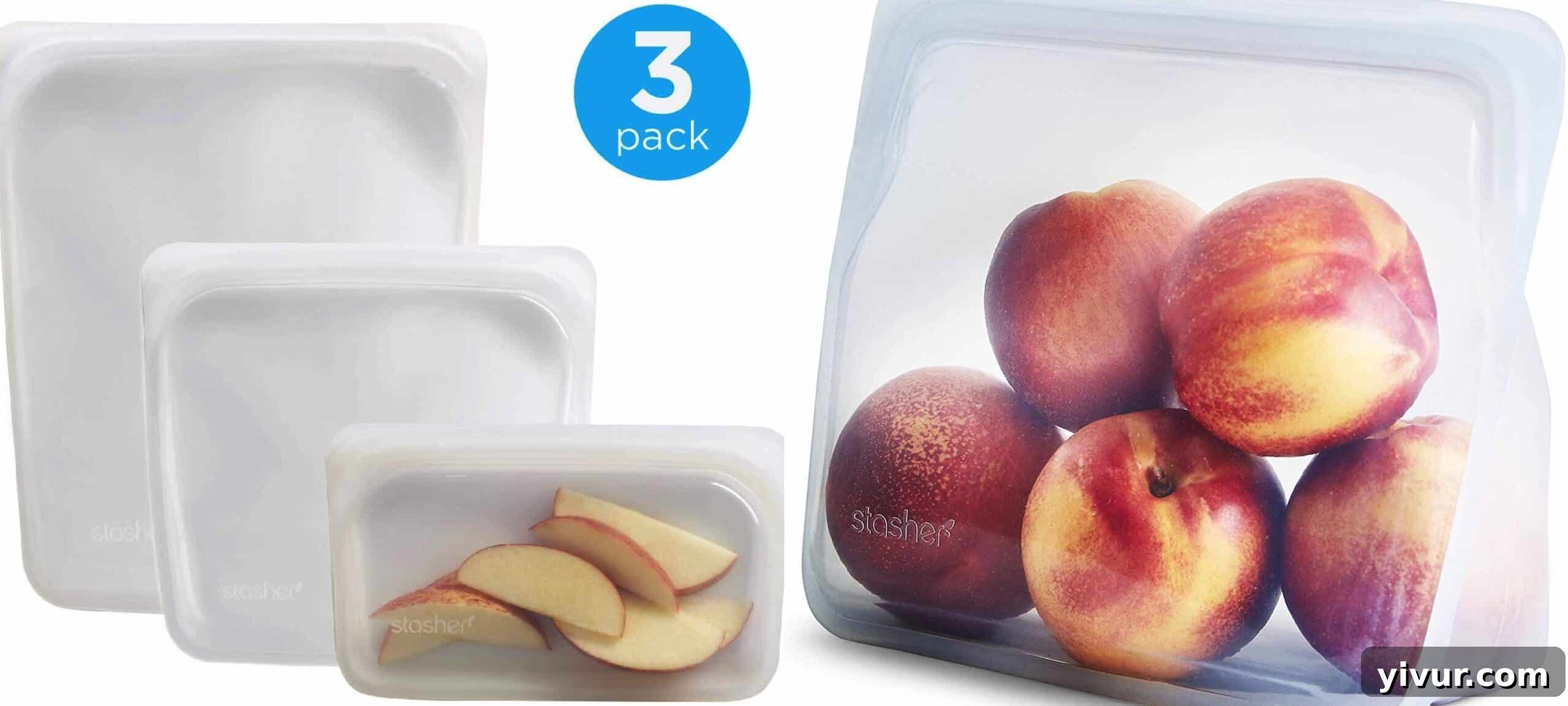 Variety of Stasher reusable silicone bags