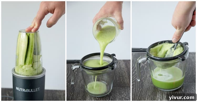 How to make fresh cucumber juice using a blender for a delicious cucumber lime margarita