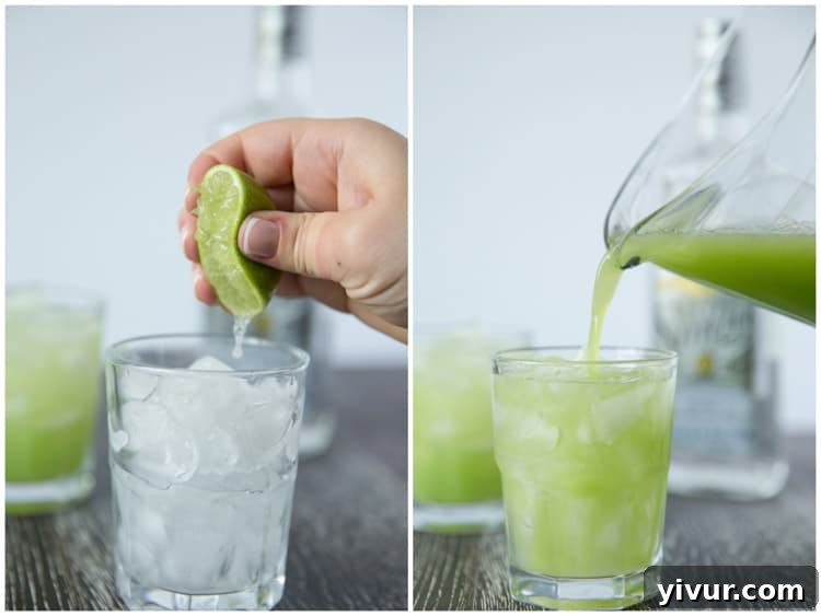 Refreshing cucumber lime margaritas: the perfect balance of fresh lime juice and cool cucumber.