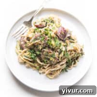 Keto Creamy Cajun Sausage Pasta dish, beautifully plated and ready to serve