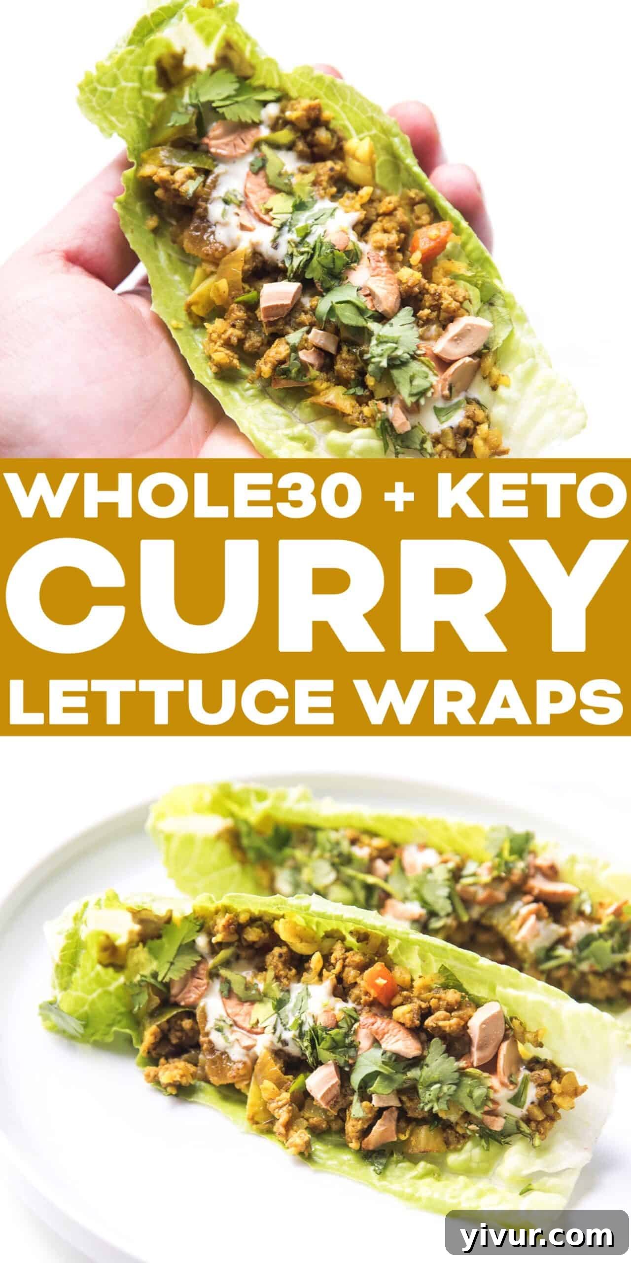 Curry lettuce wraps in a bowl with ingredients