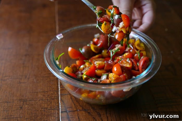 Bruschetta-10: Chilled bruschetta mixture ready to be served