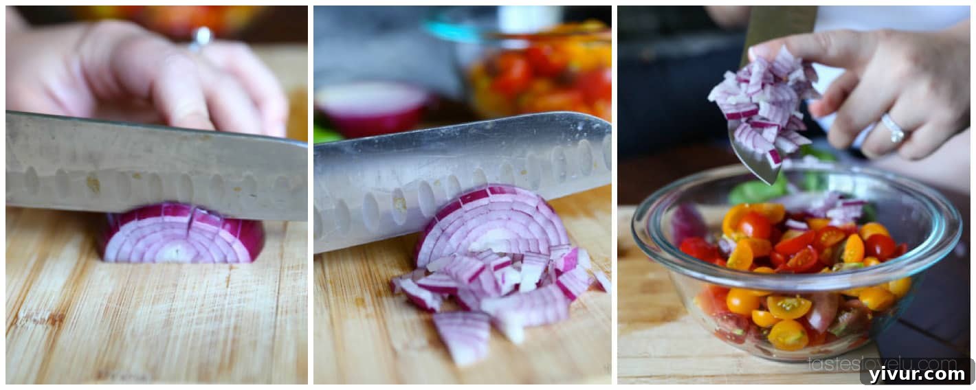 Bruschetta-4: Finely chopped red onion