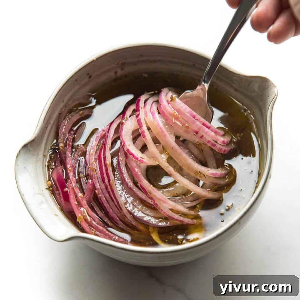 marinated red onions in a marinated onion bowl pottery by no crumbs left
