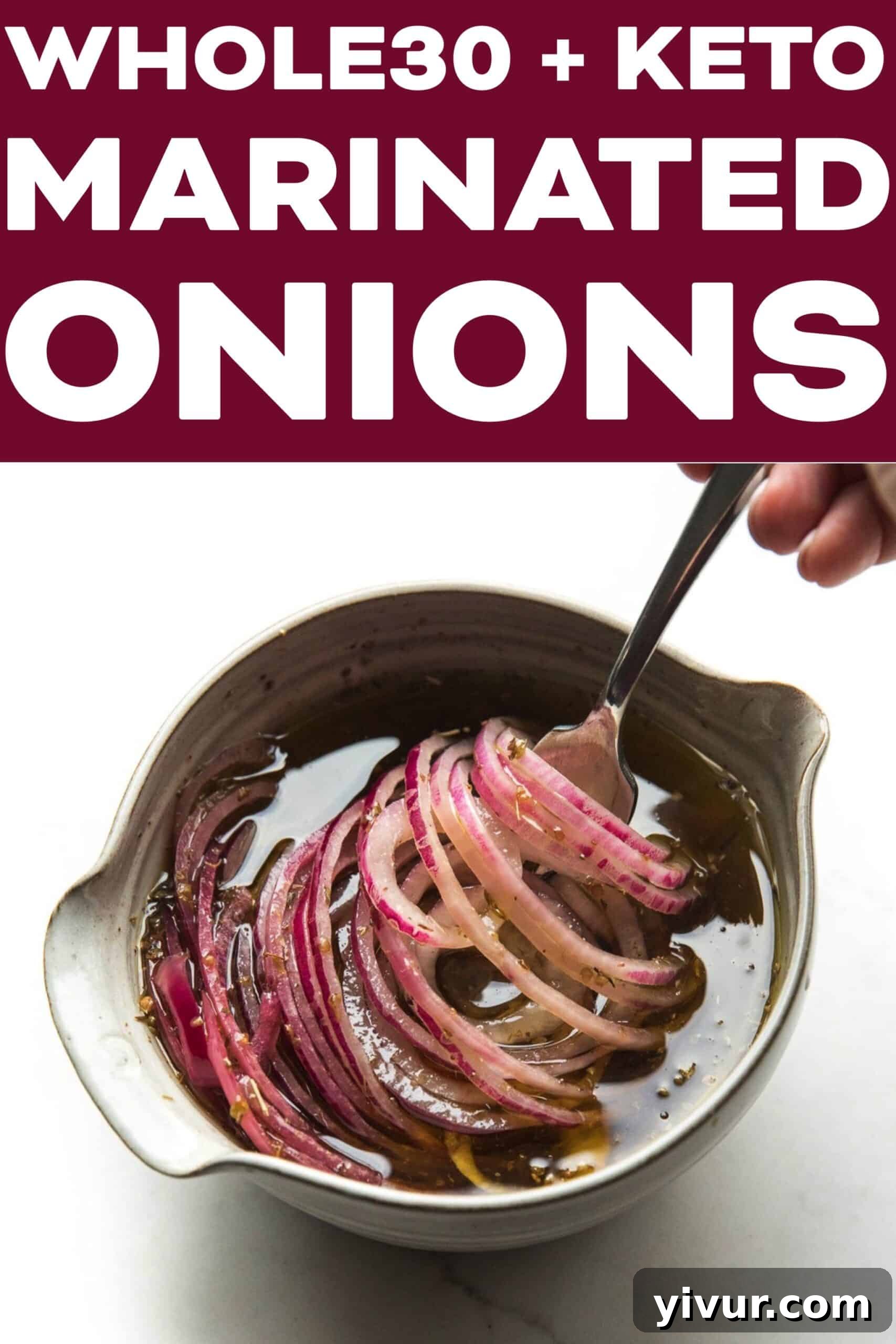 Marinated red onions in a serving dish, ready to be enjoyed.