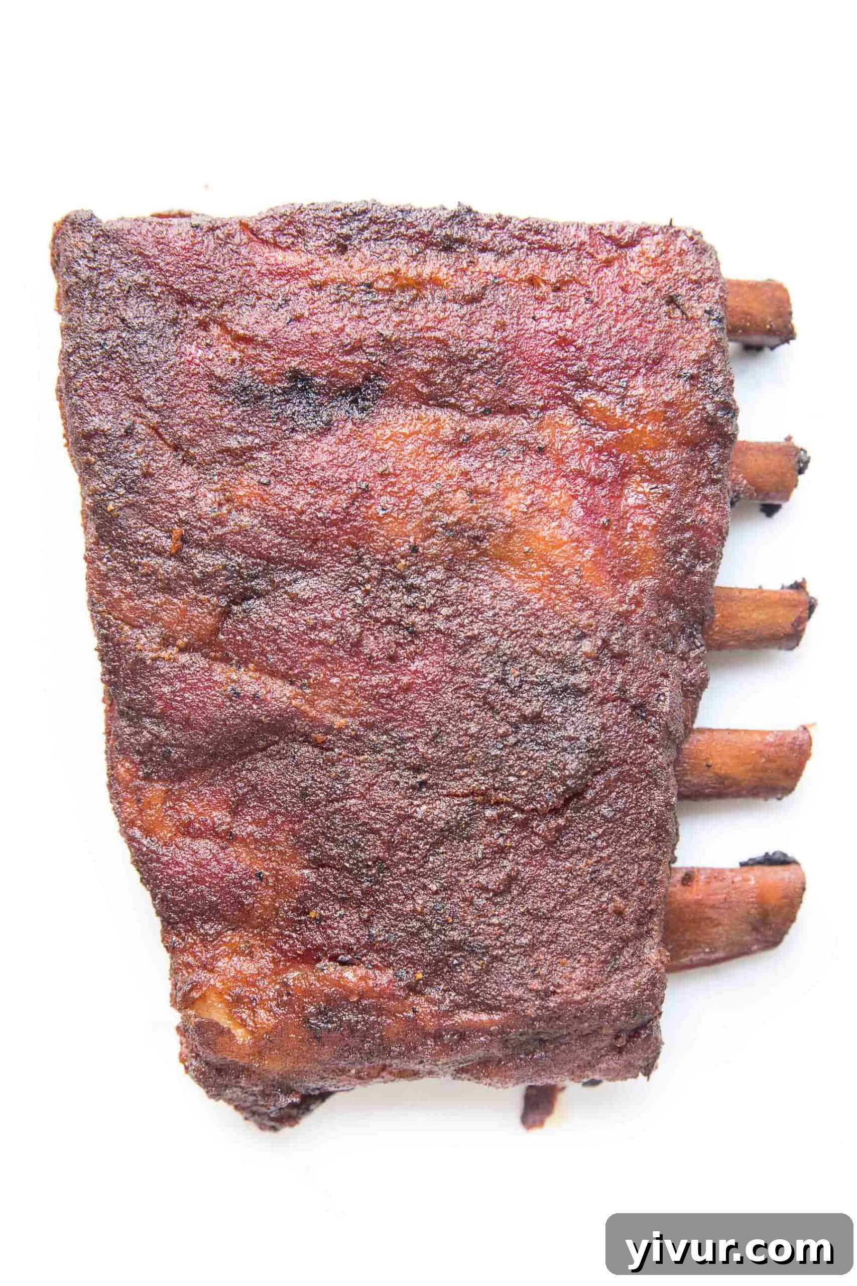 smoked ribs on a white background