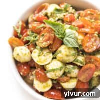 A visual representation of the Keto Pesto Caprese Salad, showcasing its simple yet appealing nature.