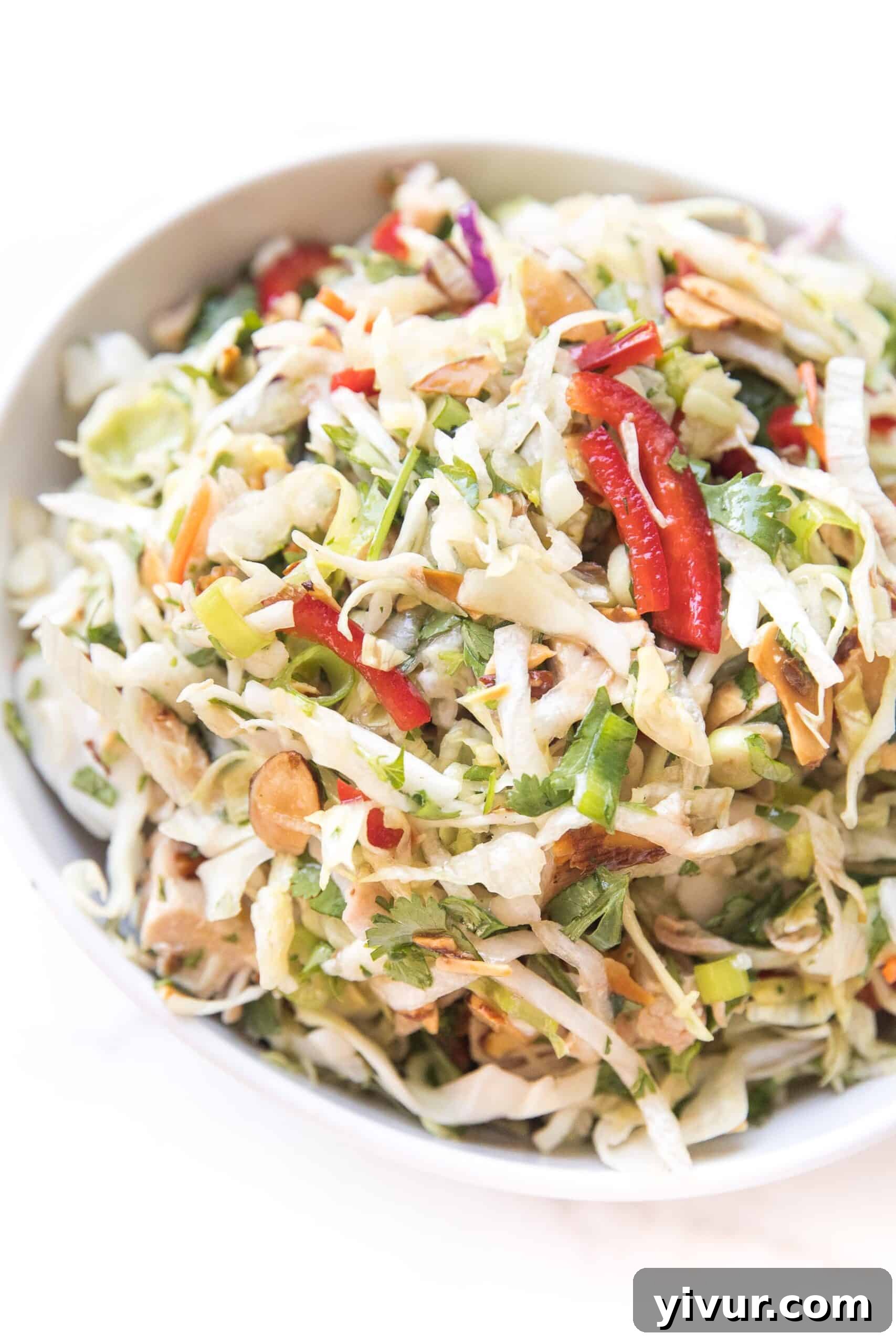 keto chinese chicken salad in a white bowl