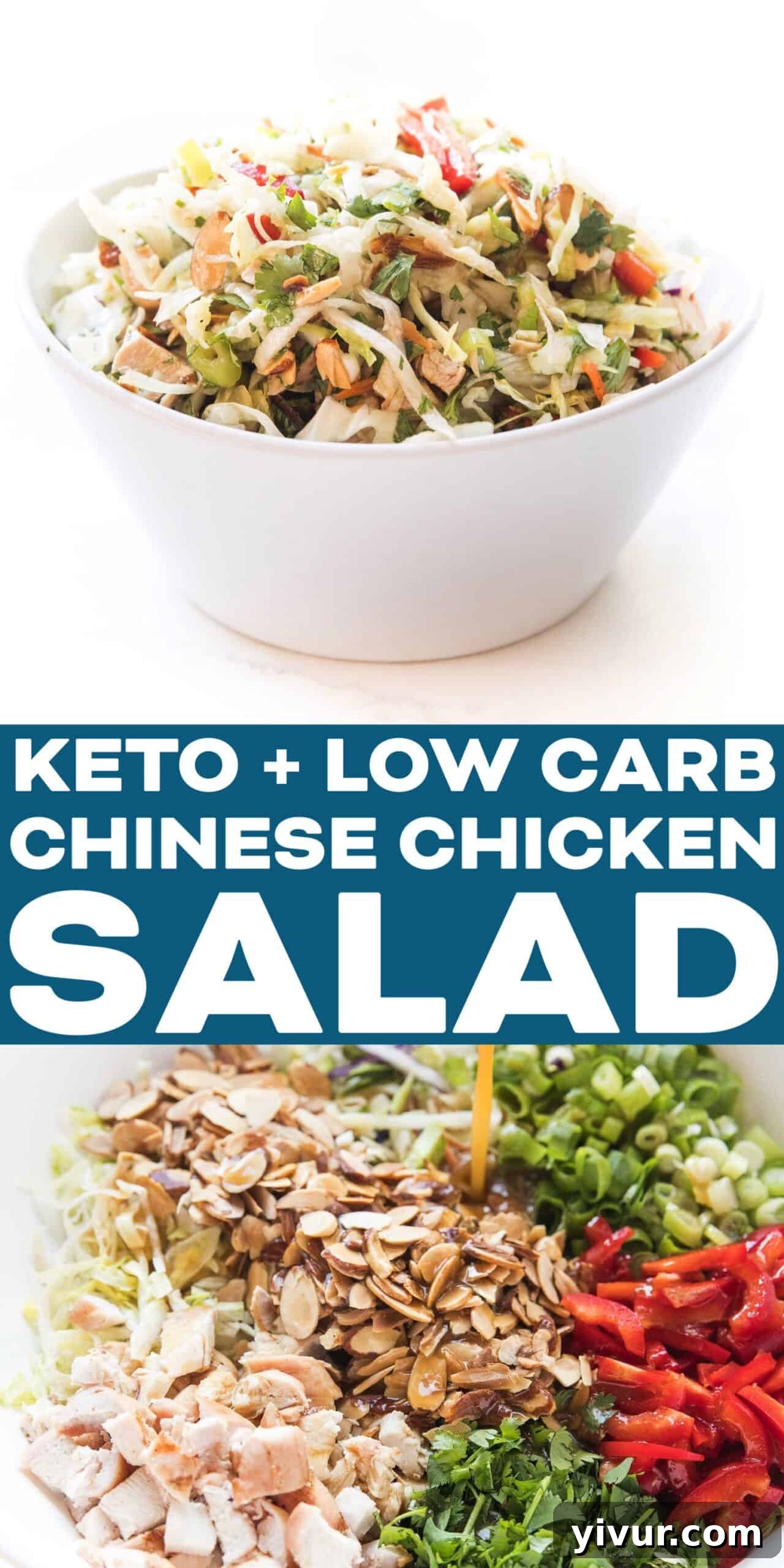 keto chinese chicken salad in a white bowl