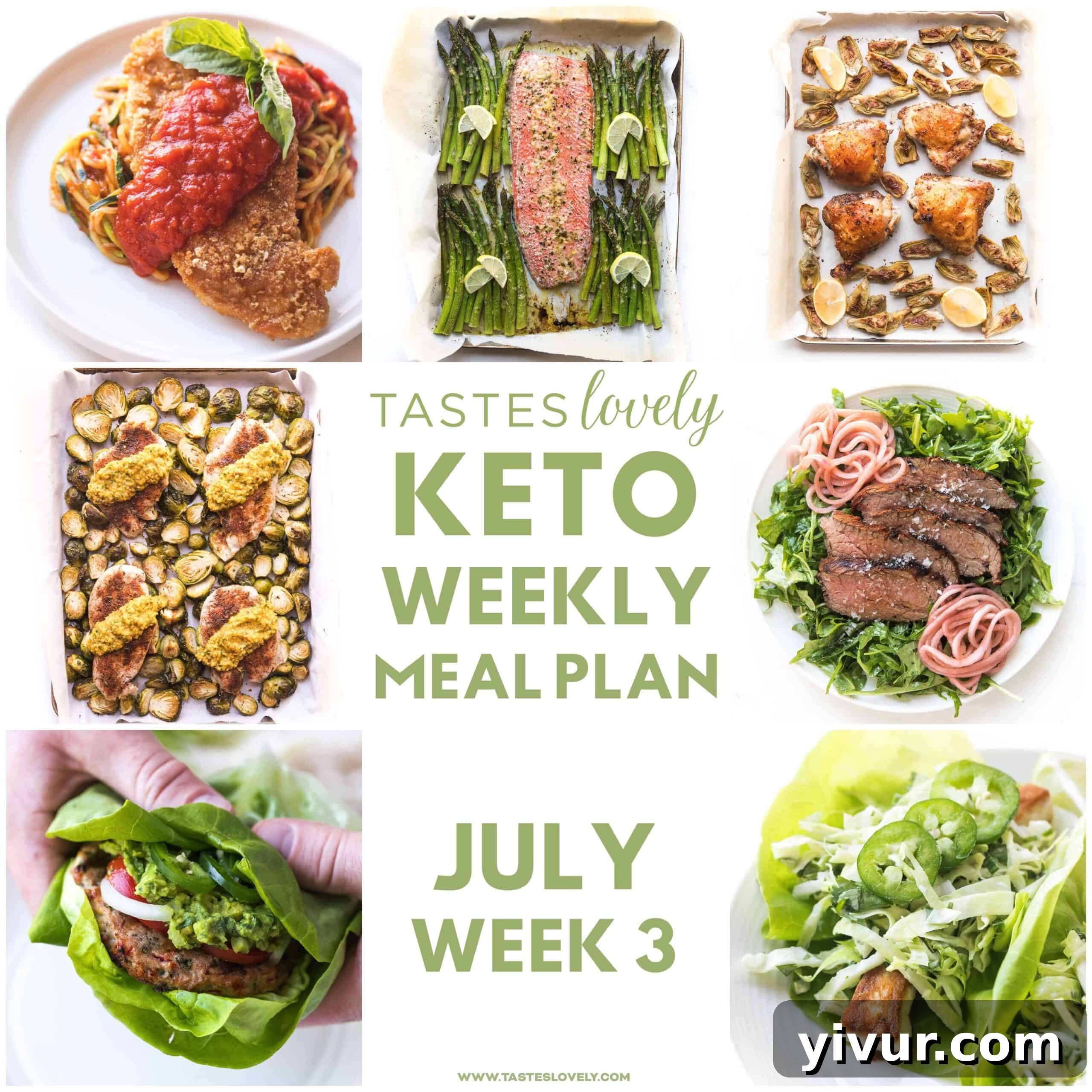 A vibrant collage featuring a weekly meal plan menu, a grocery list, and various fresh ingredients like vegetables, meat, and fish, symbolizing healthy eating and meal preparation.