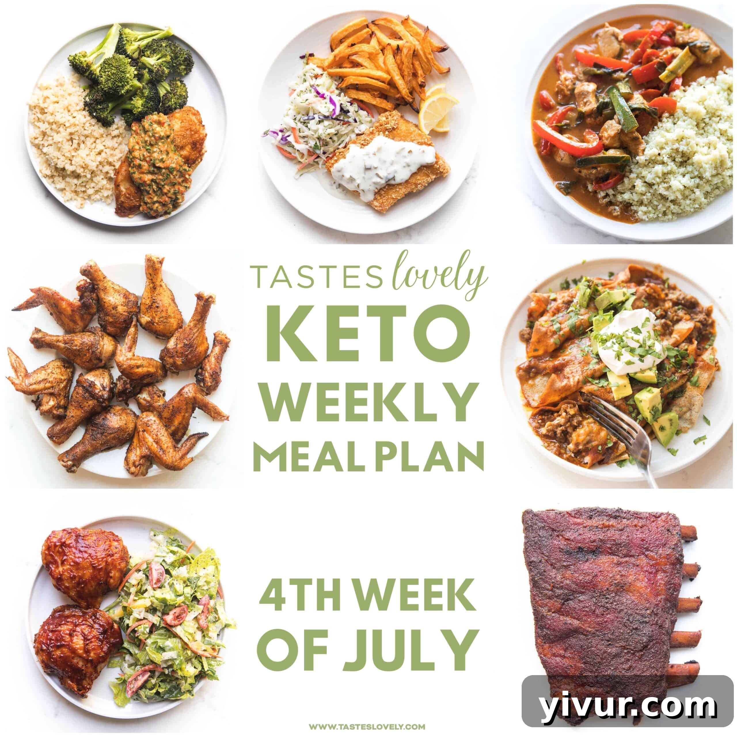 A vibrant, well-organized keto meal prep layout featuring fresh ingredients and prepared dishes.