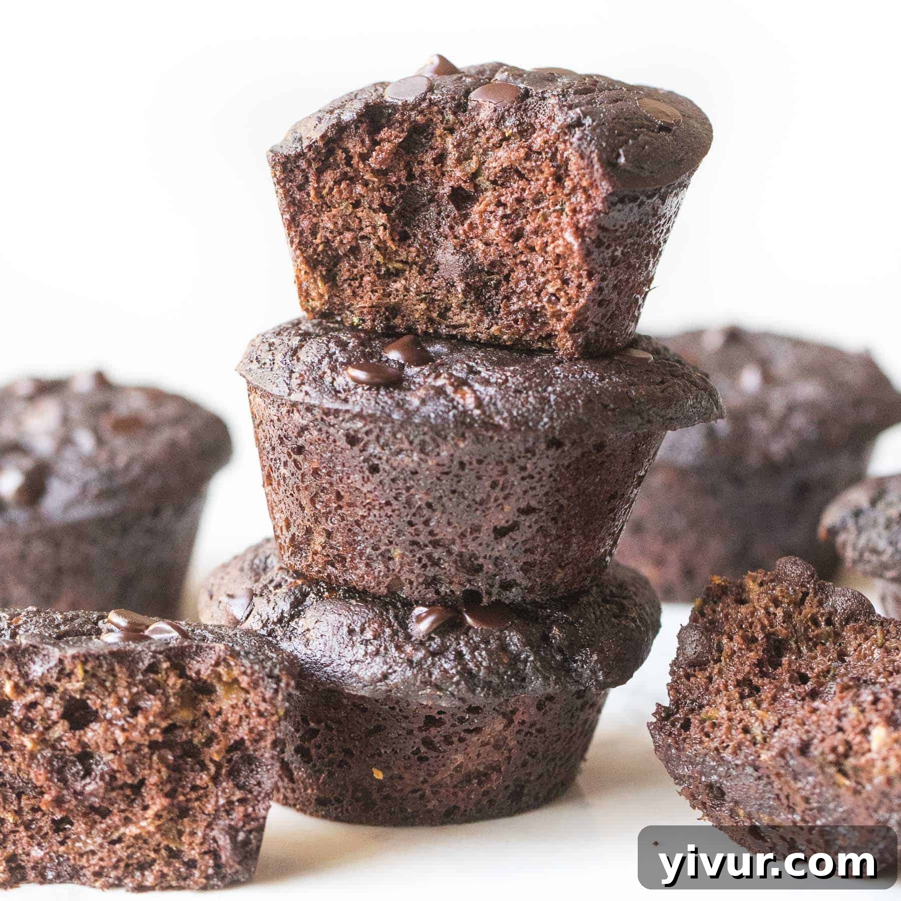 Keto Chocolate Zucchini Muffins, moist and delicious, perfect for a low-carb breakfast or snack.