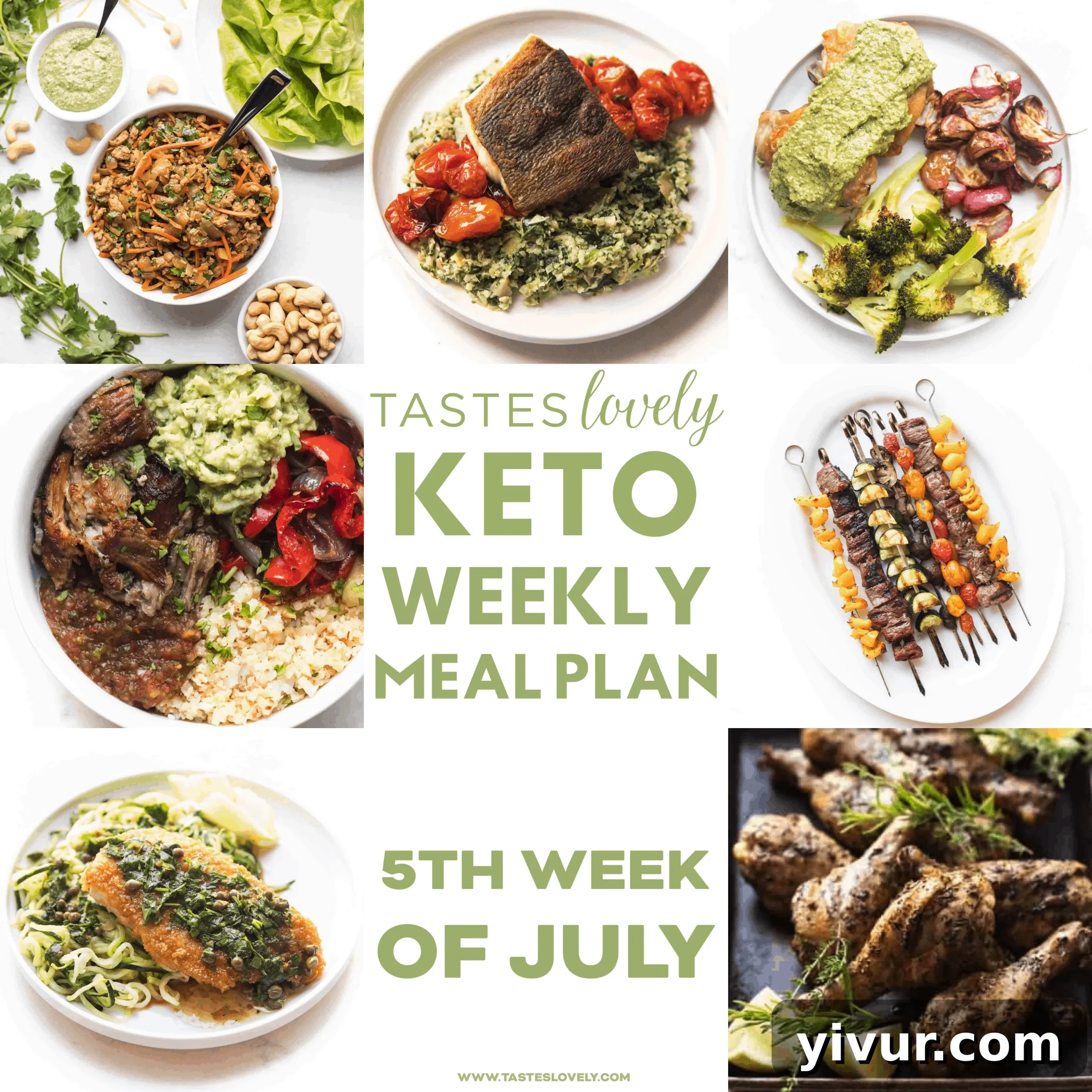 A beautifully presented keto meal on a clean white background, showcasing fresh ingredients and vibrant colors, representing a week of healthy eating.