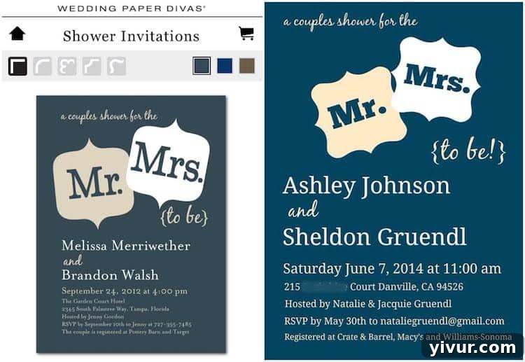 Beautiful DIY couples shower invitations created with PicMonkey
