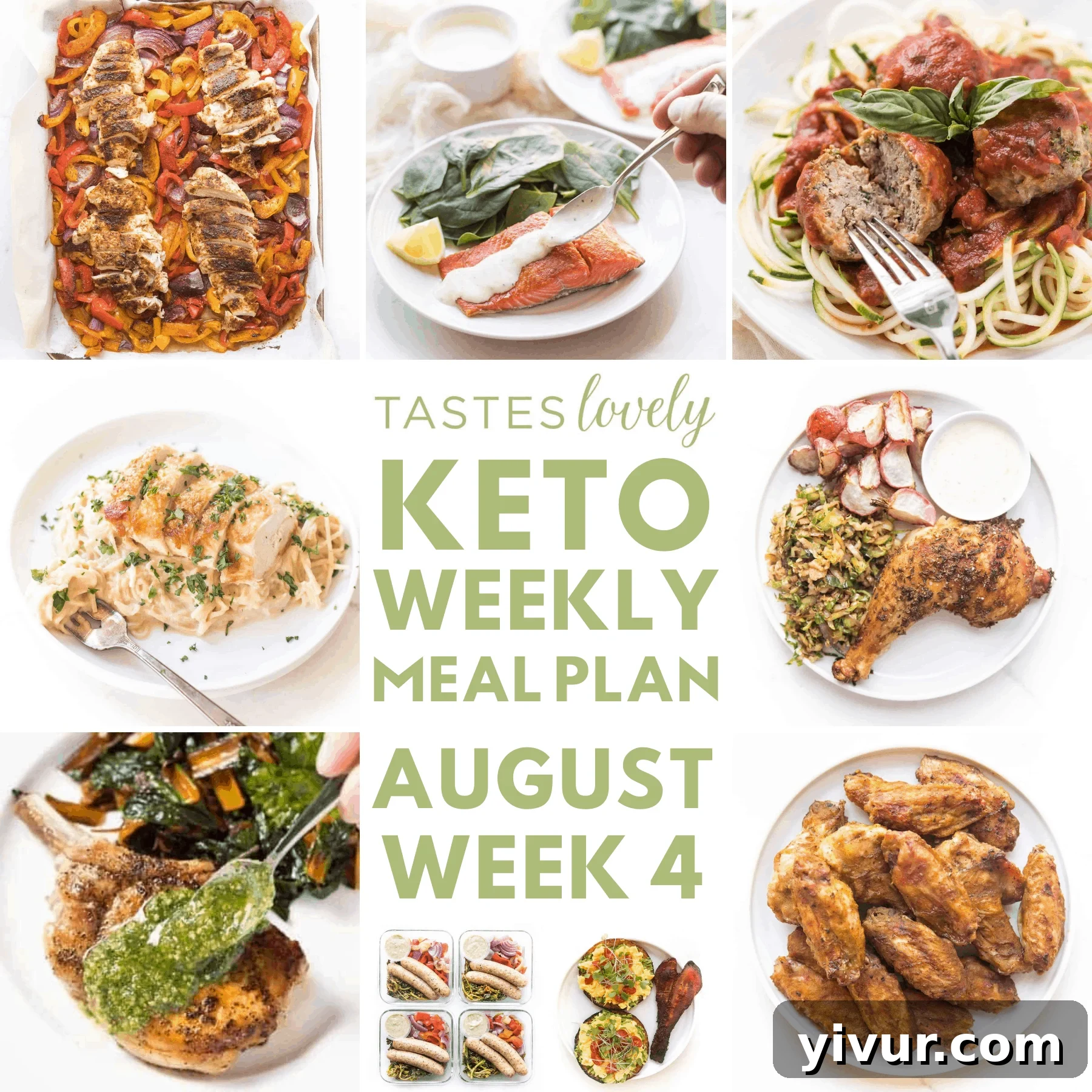 A beautifully arranged keto meal plan for the week, showcasing fresh ingredients and delicious low-carb dishes.