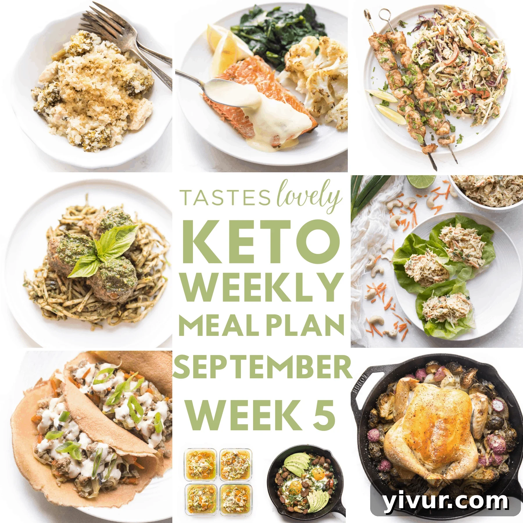 Delicious and healthy keto meals arranged on a weekly planner, ready for meal prep