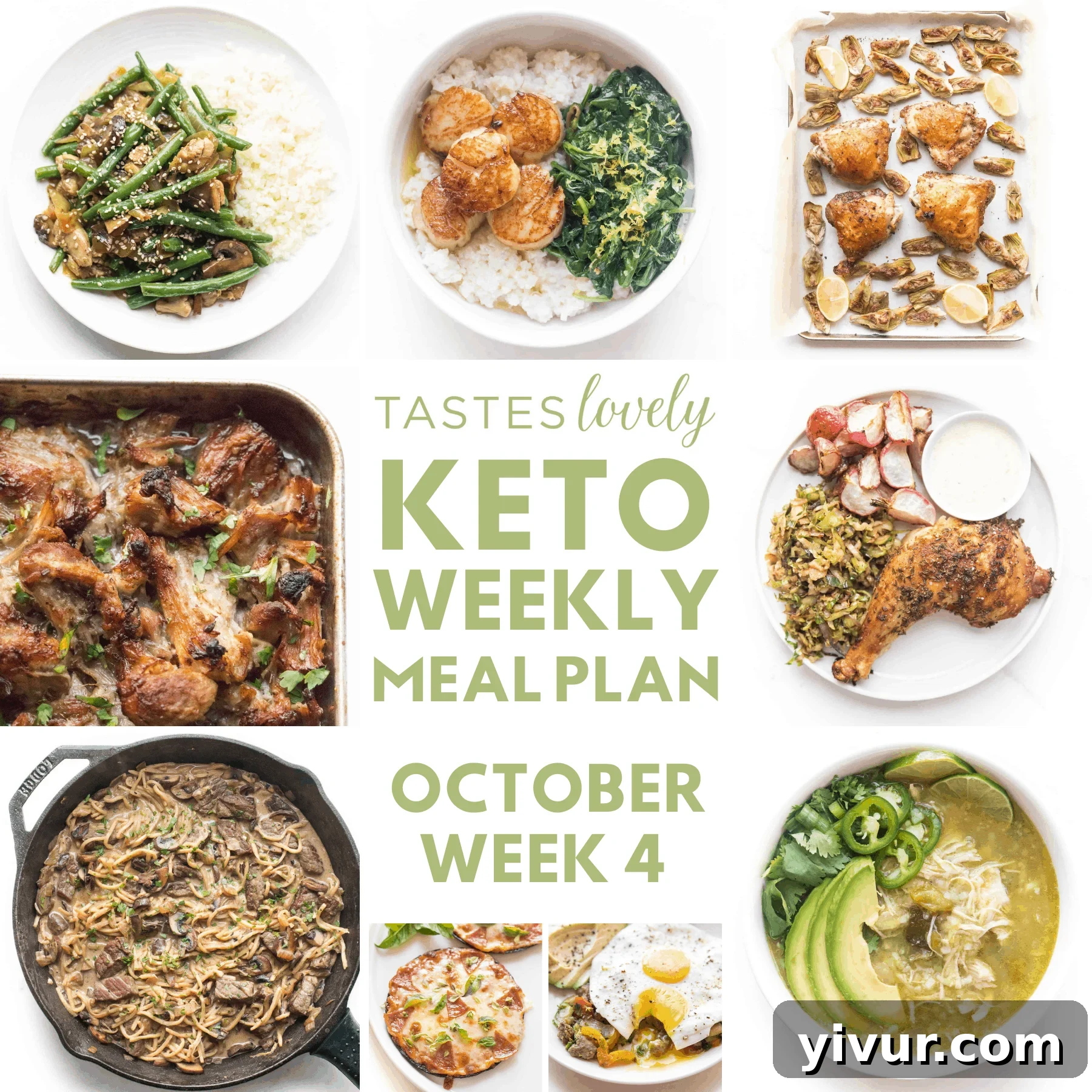 A curated selection of delicious keto-friendly meals, showcasing variety and vibrant ingredients, ready for your weekly meal plan.