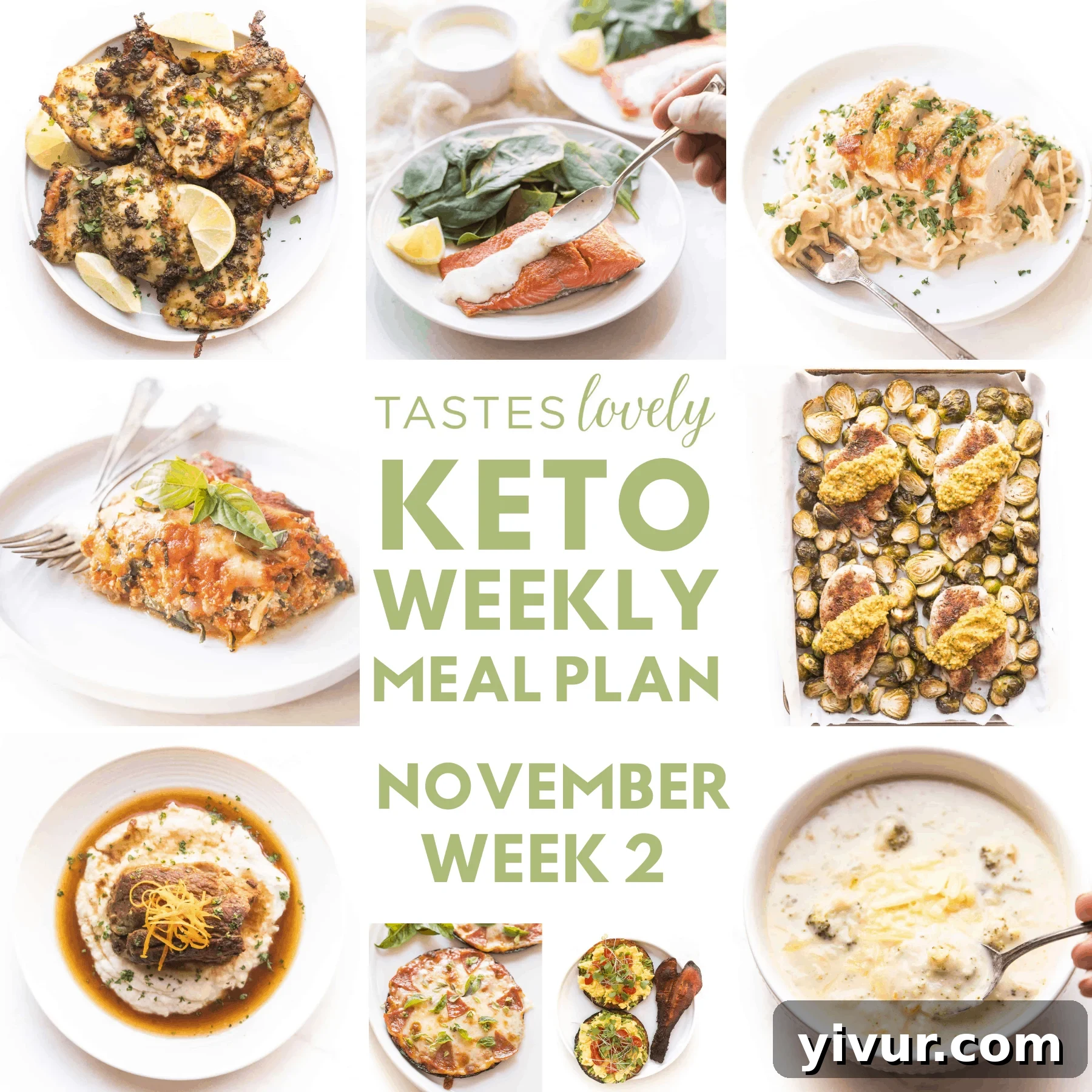 A vibrant and healthy keto meal spread, featuring various dishes for a week-long plan, ideal for low-carb and Whole30 lifestyles.