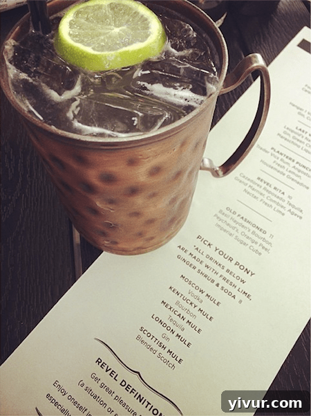 A refreshing Moscow Mule cocktail, served in its traditional copper mug