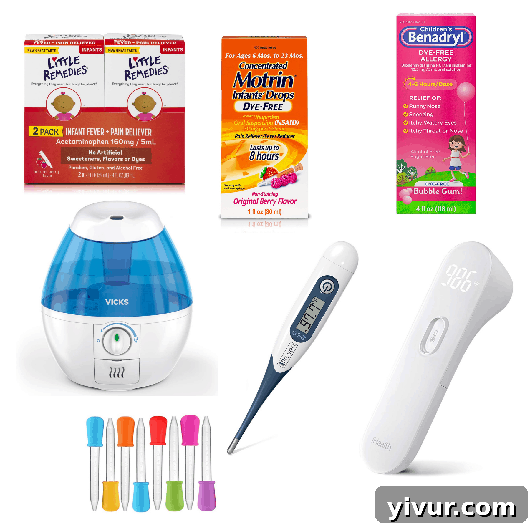 Unlocking My Wellness: Top Vitamins, Supplements, and Health Picks 4 Collection of children's medical supplies and dye-free medicines.