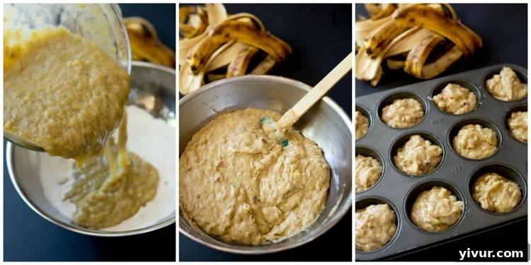 Perfect banana nut muffins. Made with 5 bananas, full of banana flavor!