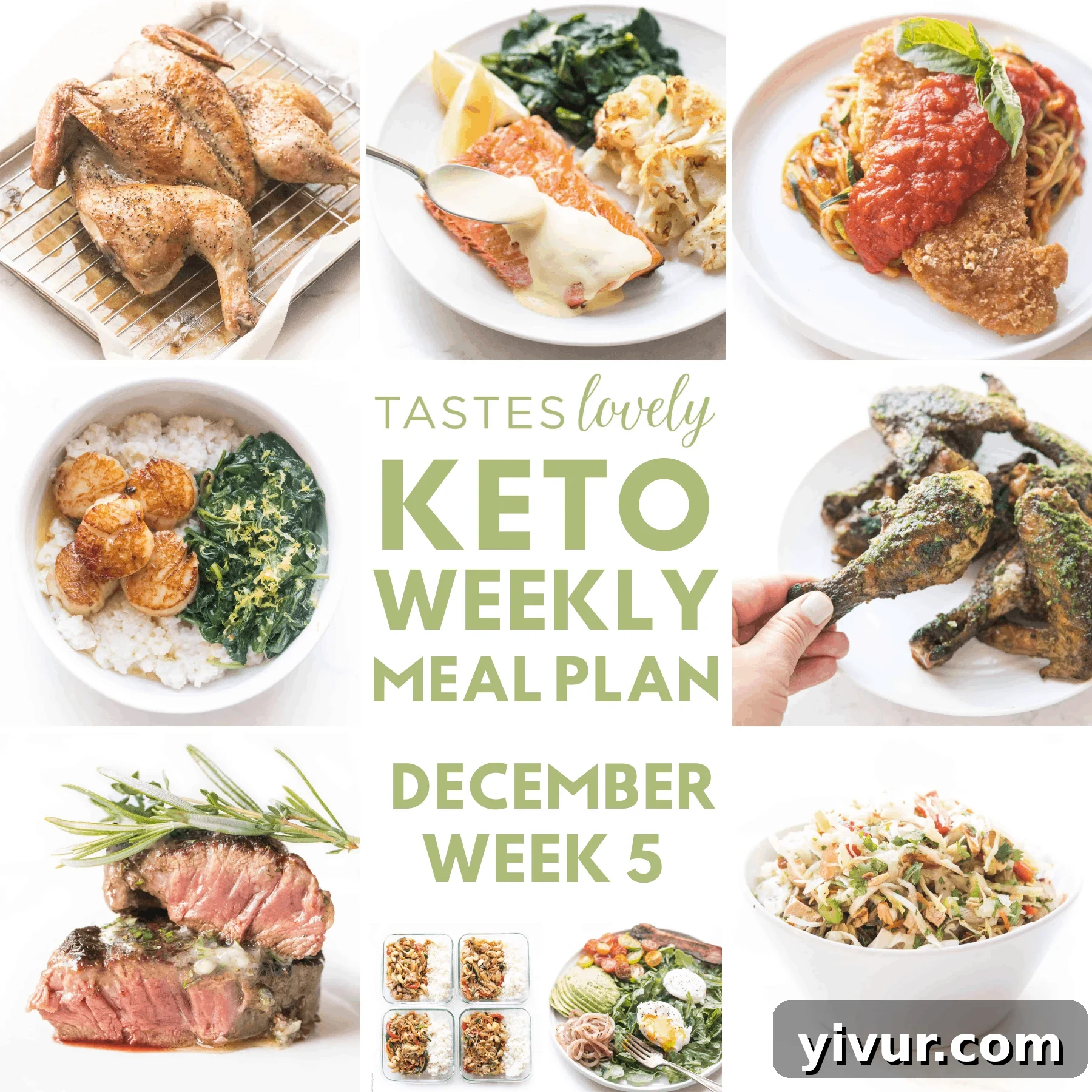 A vibrant, well-organized ketogenic weekly meal plan with a grocery list template on a clean white background.