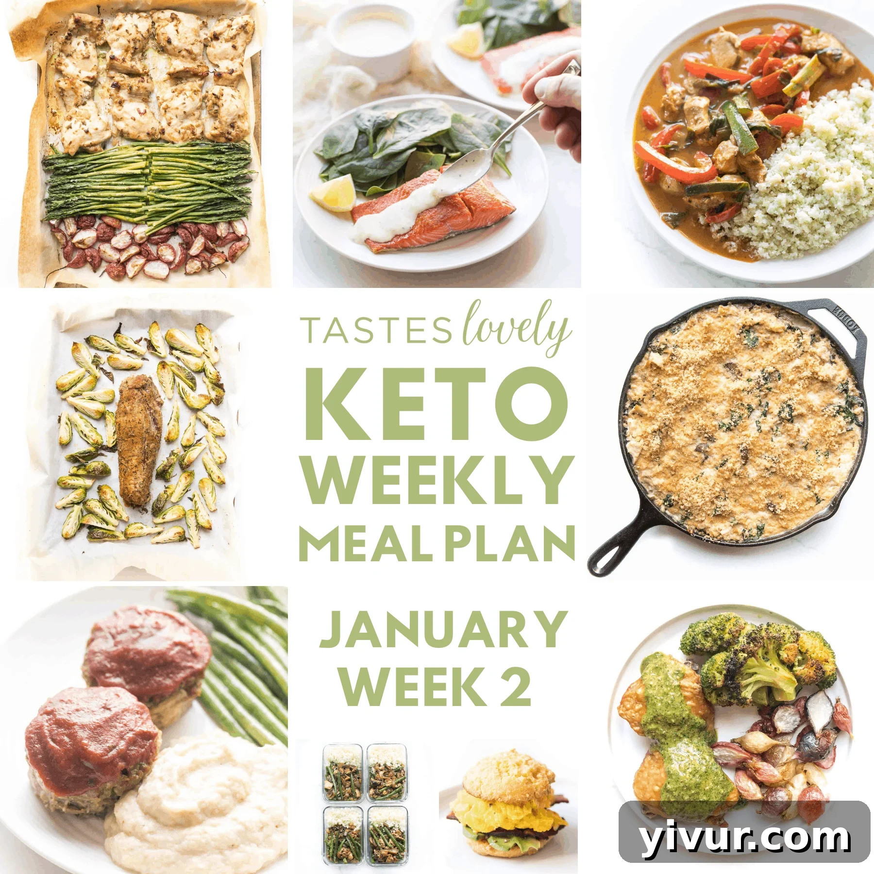 Keto Weekly Meal Plan for January Week 2 with printable guide and grocery list