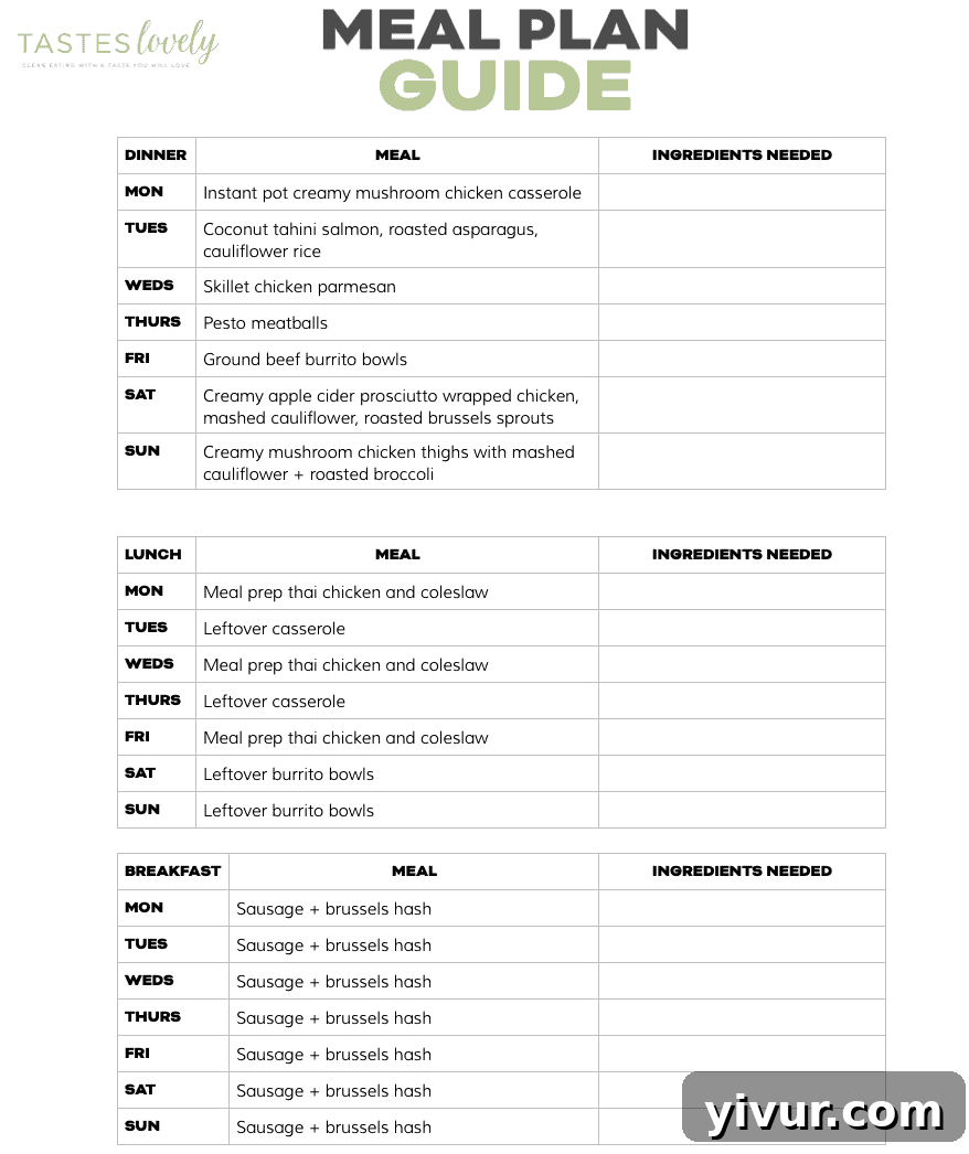 Printable Keto Weekly Menu for February Week 1, showing daily meal slots and a space for notes and grocery planning.