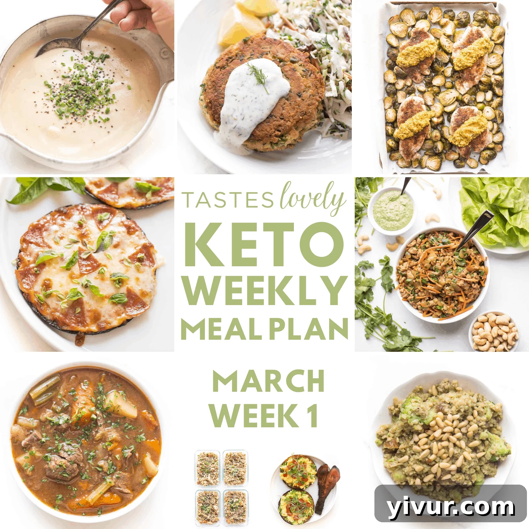 A vibrant display of various keto-friendly ingredients and prepared meals, showcasing a healthy and delicious ketogenic diet meal plan.
