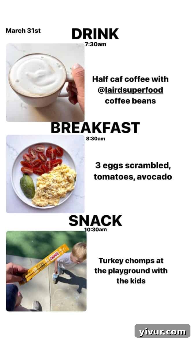 Edible March Adventures 44 Keto Latte, Scrambled Eggs, Avocado, Sauteed Spinach, Chomps