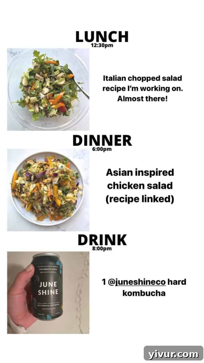 Italian Chopped Salad, Keto Chinese Chicken Salad, and a refreshing June Shine hard kombucha