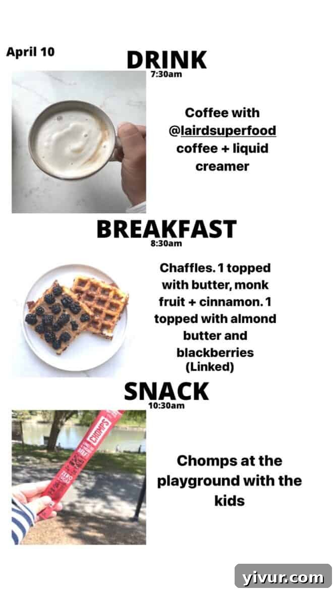 Keto Latte, Chaffles with butter, monk fruit, cinnamon, served with almond butter and fresh blackberries