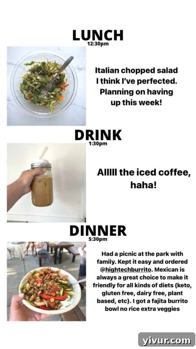 Italian Chopped Salad, Iced Coffee, and a High Tech Fajita Burrito Bowl