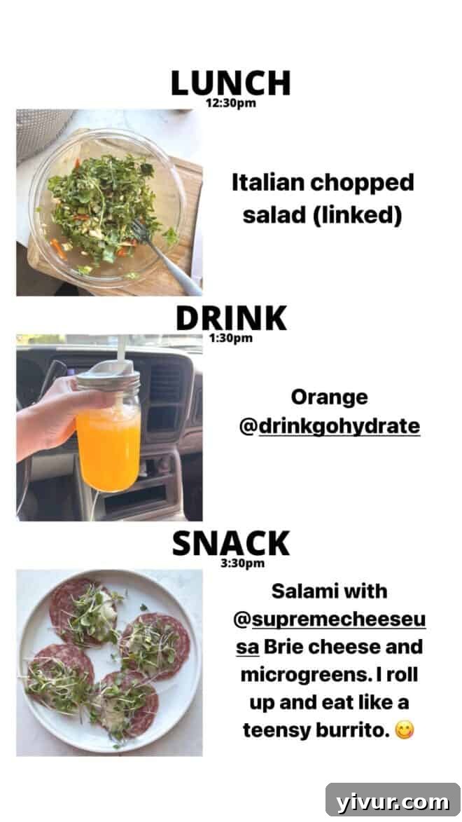 Italian Chopped Salad, hydrating GoHydrate, savory Salami, creamy Brie Cheese, and fresh Microgreens