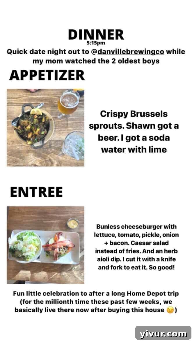 Crispy Brussels Sprouts, a juicy Bunless Cheeseburger, Caesar Salad, and a flavorful Herb Aioli Dip