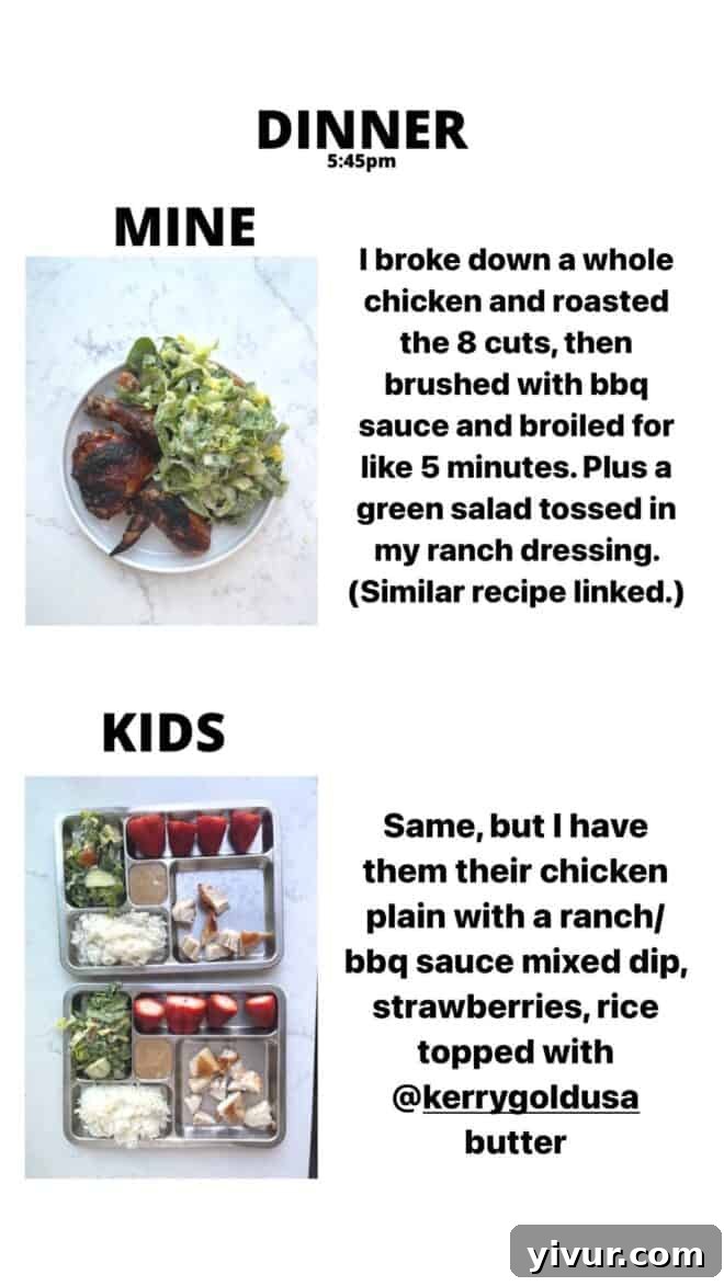 Roasted Chicken with Homemade BBQ Sauce, and a fresh Green Salad with Ranch dressing