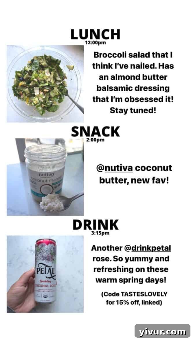 Fresh Broccoli Salad, creamy Coconut Butter, and a delicate Rose Petal garnish