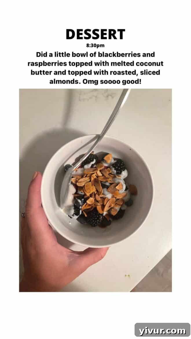 Fresh Blackberries, Raspberries, creamy Coconut Butter, and crunchy Roasted Sliced Almonds