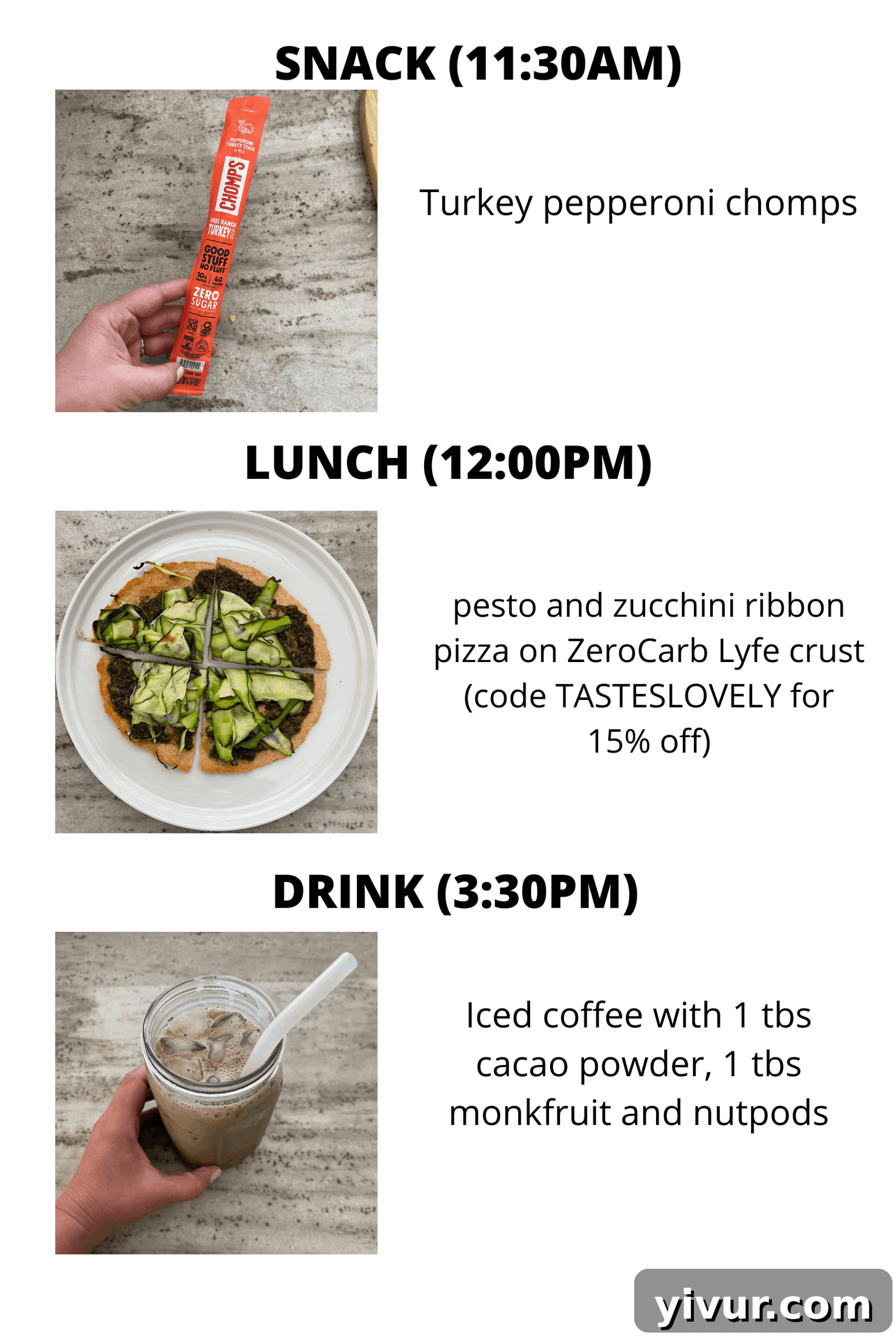 Chomps snack and ZeroCarb Lyfe pizza crust